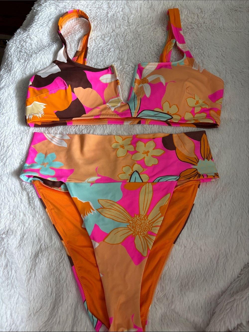 🧡🩷AERIE 2 PIECE BIKINI-Large Top, Medium Bottom